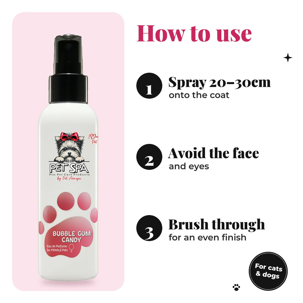 How to use PET SPA Bubble Gum Candy pet perfume in 3 steps