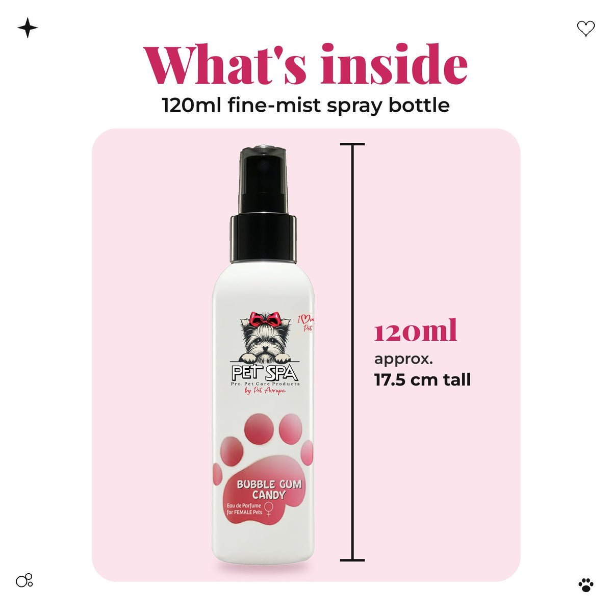 What's inside: 120ml PET SPA Bubble Gum Candy spray bottle