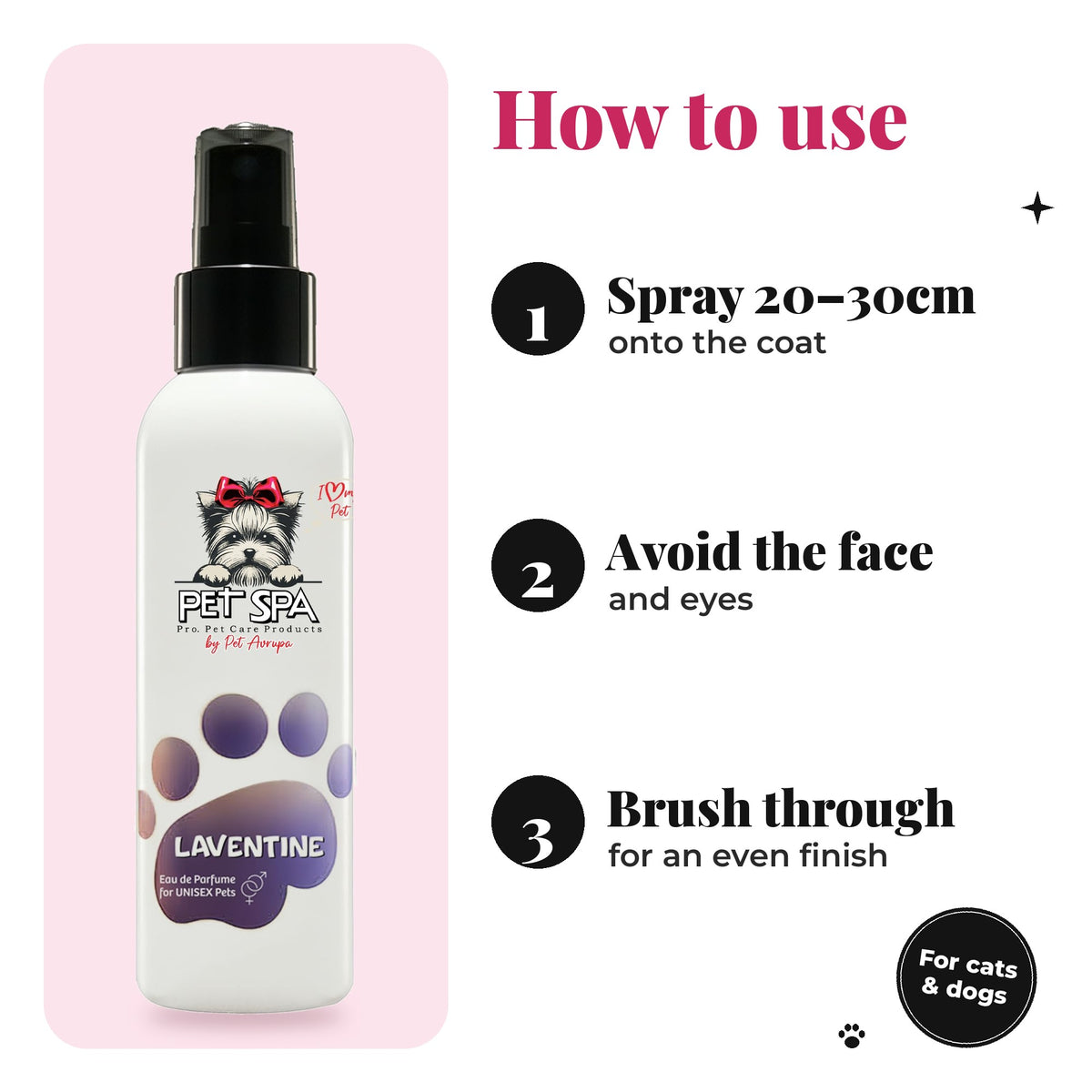 How to use PET SPA Laventine pet perfume in 3 steps
