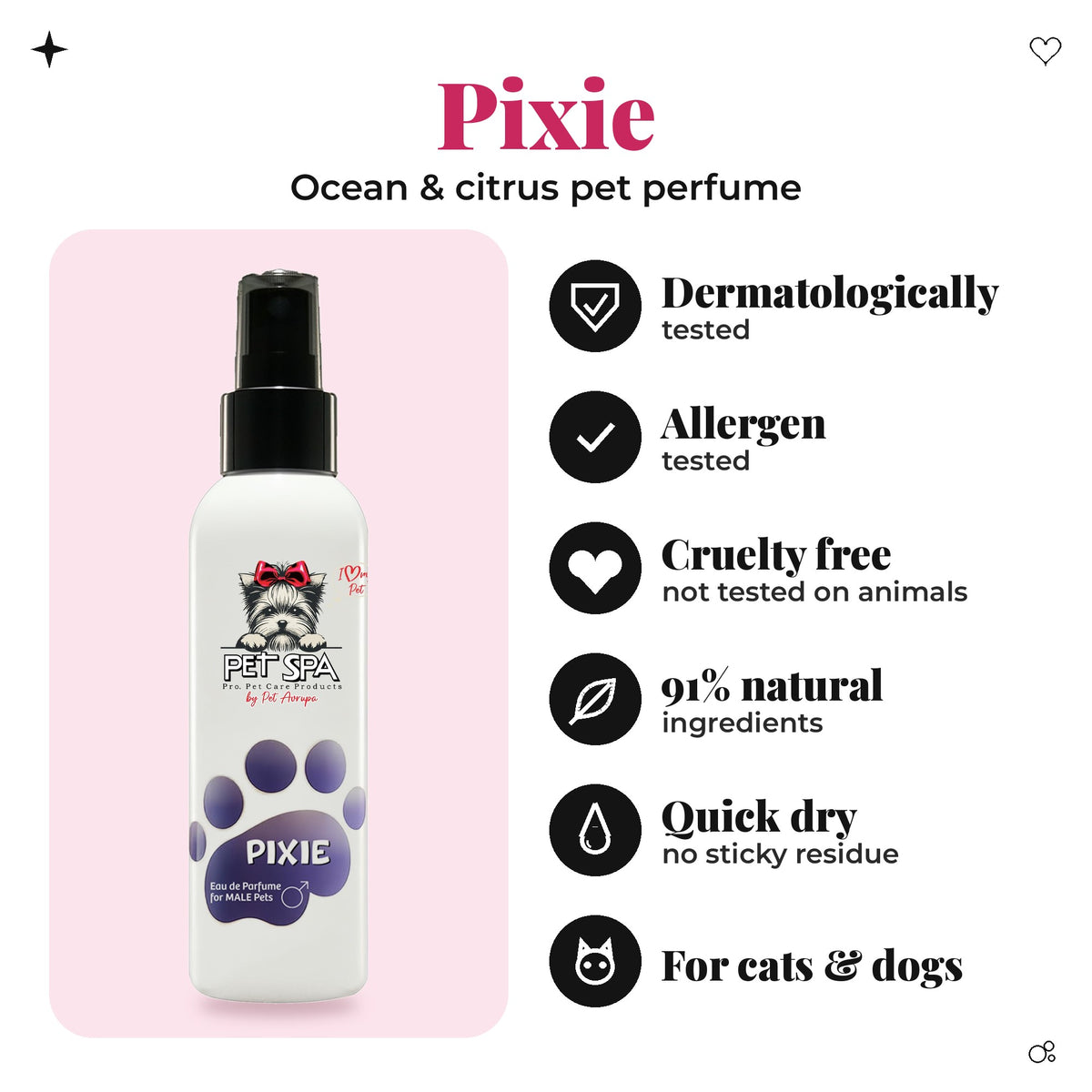 PET SPA Pixie 120ml – key benefits, for cats & dogs