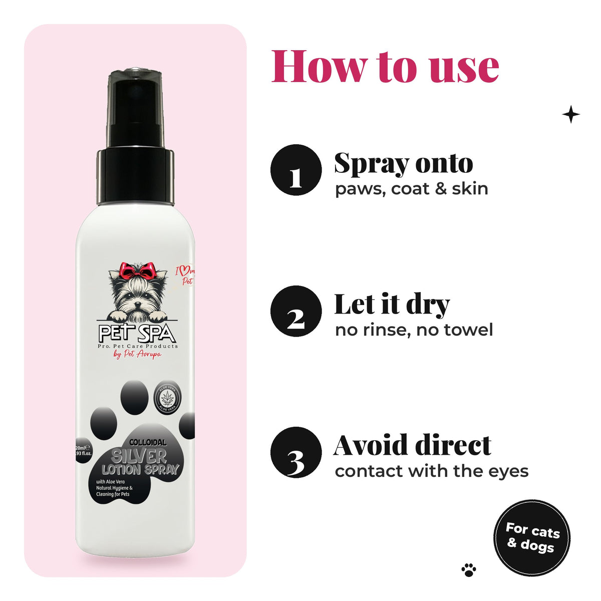 How to use PET SPA Silver Spray