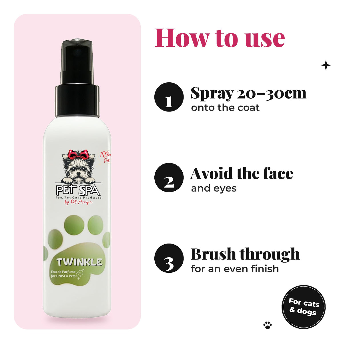 How to use PET SPA Twinkle pet perfume in 3 steps